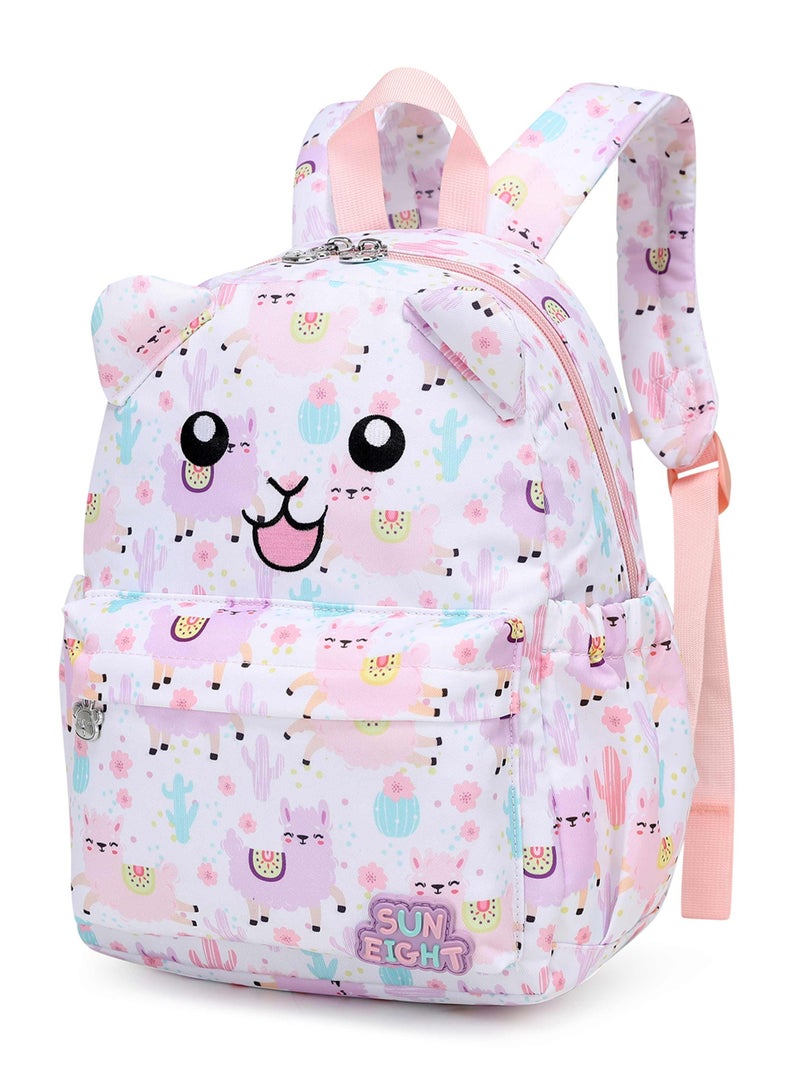 SUN EIGHT Preschool Toddler Kids Backpack Small 3D Cartoon Dinosaur Lunch Daycare School Bookbag Animal Travel Bags for Boy For 2-5 Years old, Cute Dinosaur, SE90074, White - Image 1